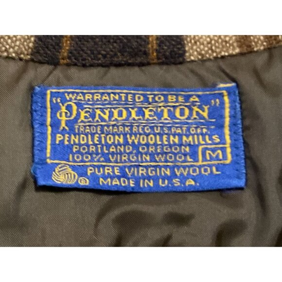 Vtg Pendleton Board Shirt M Virgin Wool Plaid Loop Collar Long Sleeve Shacket - Picture 3 of 4
